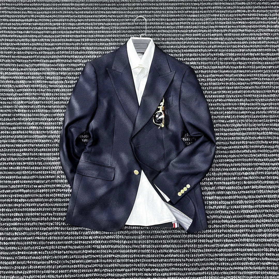 CssuGent那不勒斯皇后高端绅士布雷泽戗驳领西服男宴会主持西装潮