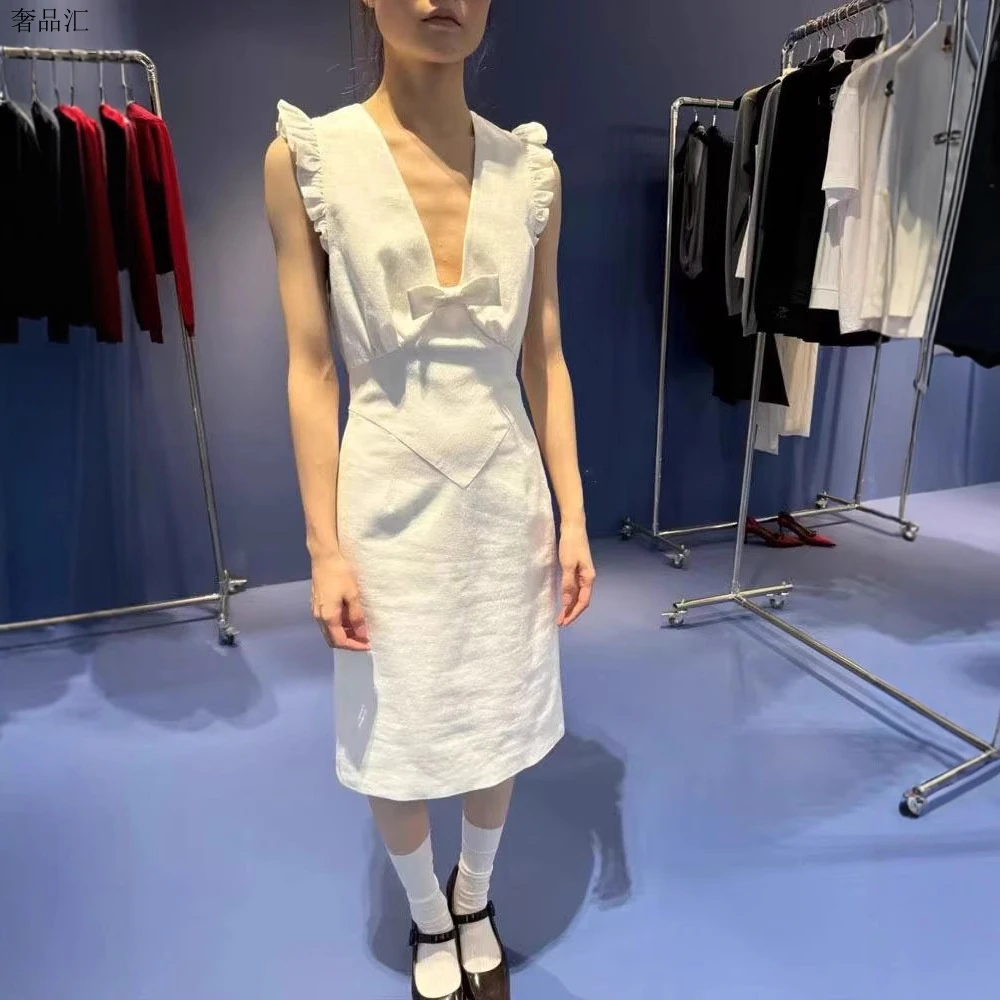 实拍高品质时尚气质显瘦轻奢百搭女士法式名媛风年夏季连衣裙麻类