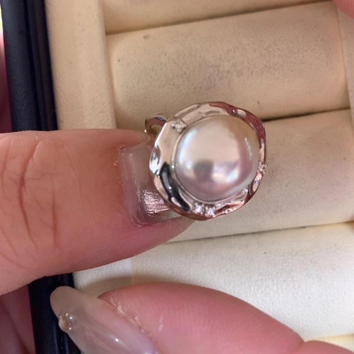 银S925镶嵌戒指海水珍珠