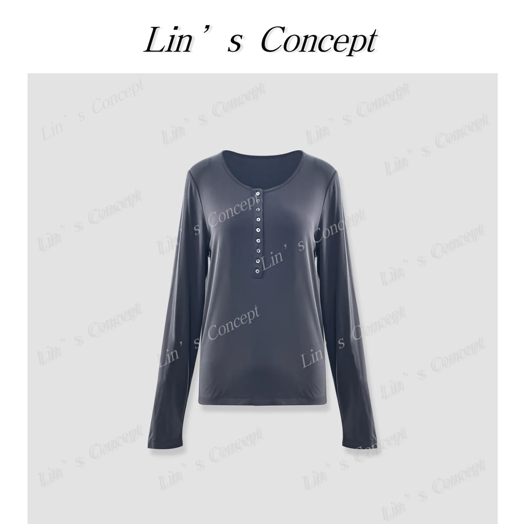 【Lin's concept】圆领排扣舒适百搭上衣DL2407044
