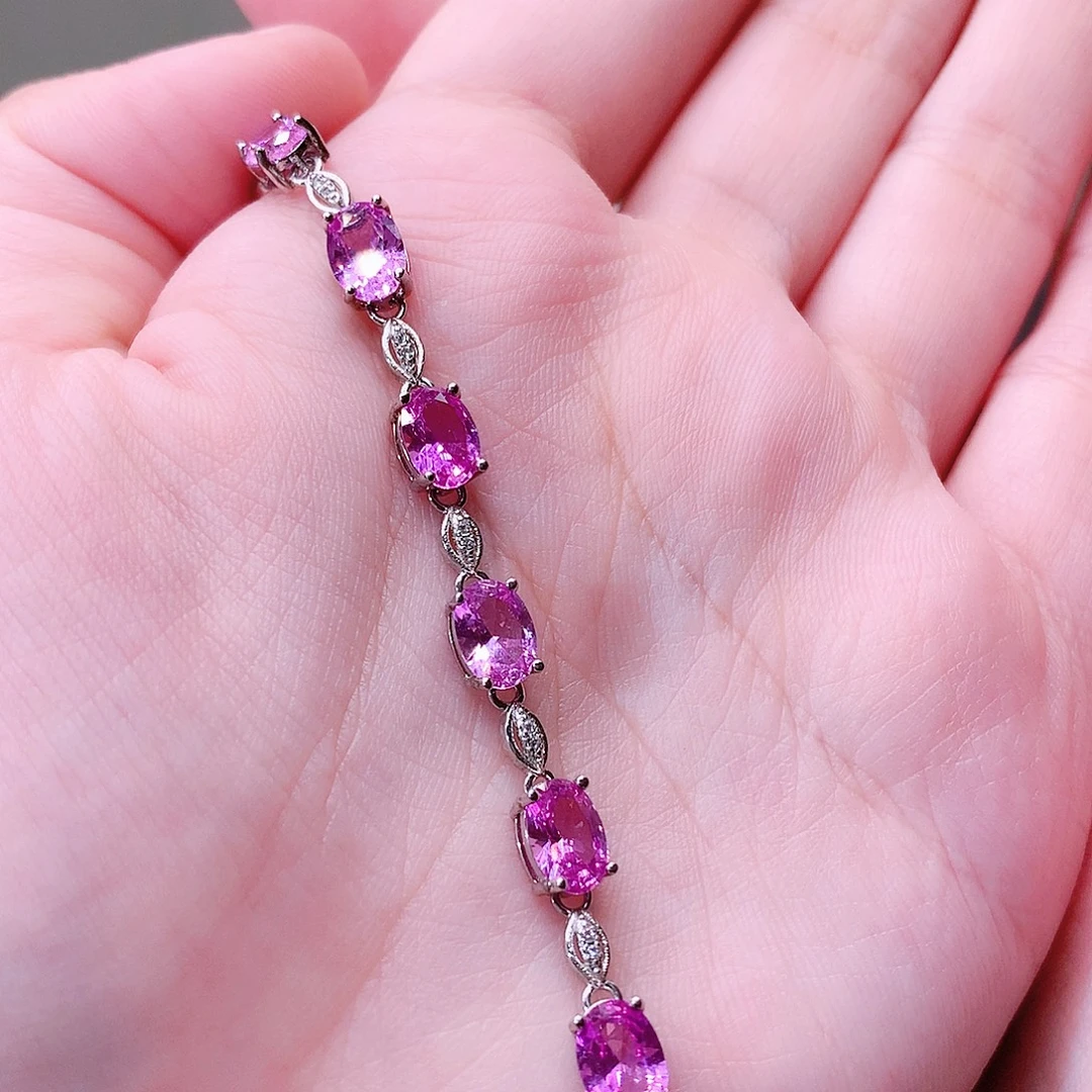 蓝宝石银S925镶嵌手链