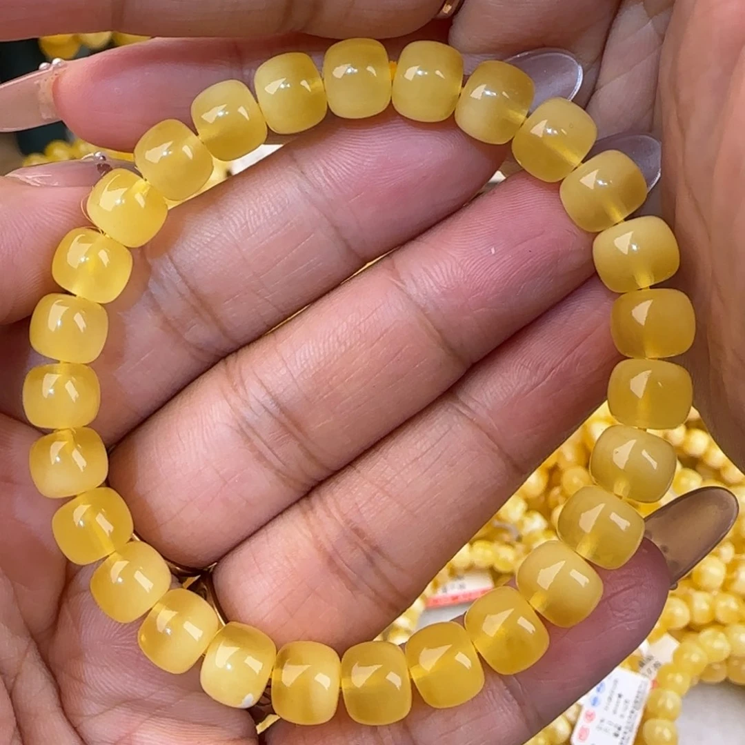 未镶嵌蜜蜡手链鸡油黄老型手串