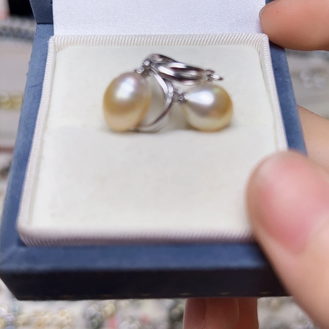 海水珍珠耳饰银S925镶嵌