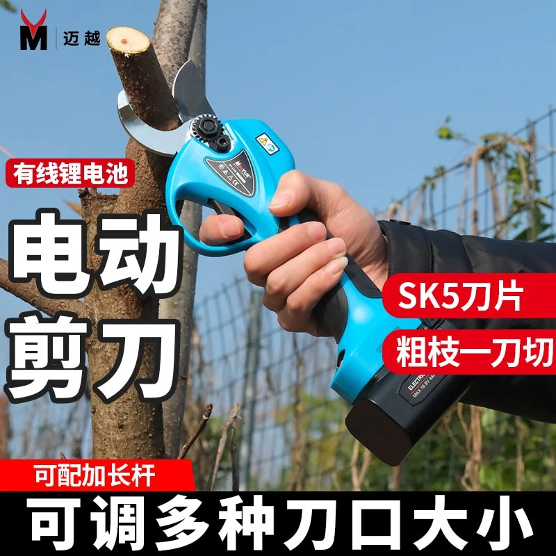 进口修枝剪刀大功率锂电电动剪枝剪高空伸缩修剪树枝剪刀充电式剪