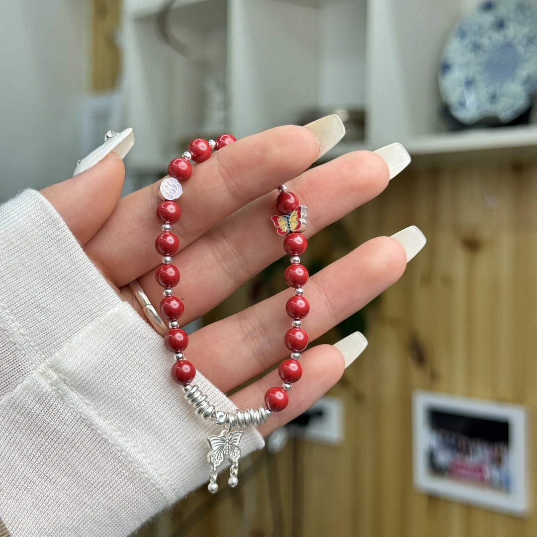 925银手链 蝴蝶元素手链单圈叠戴手工DIY