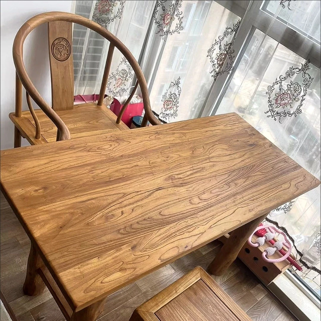 老榆木门板桌实木茶桌阳台桌复古实木大板桌原木餐桌简约实木书桌
