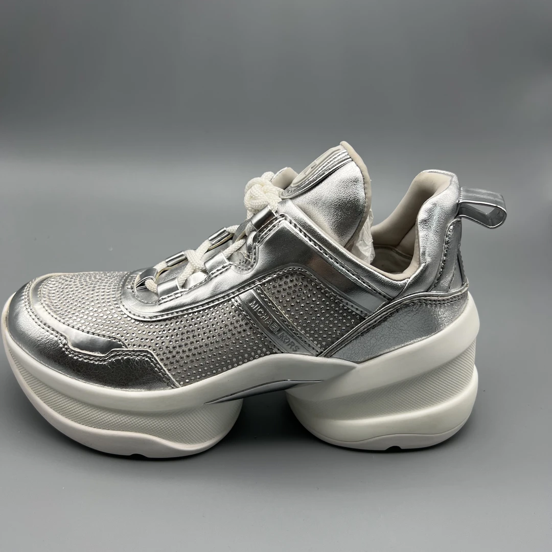 mi036 银色烫钻厚底老爹鞋 迈