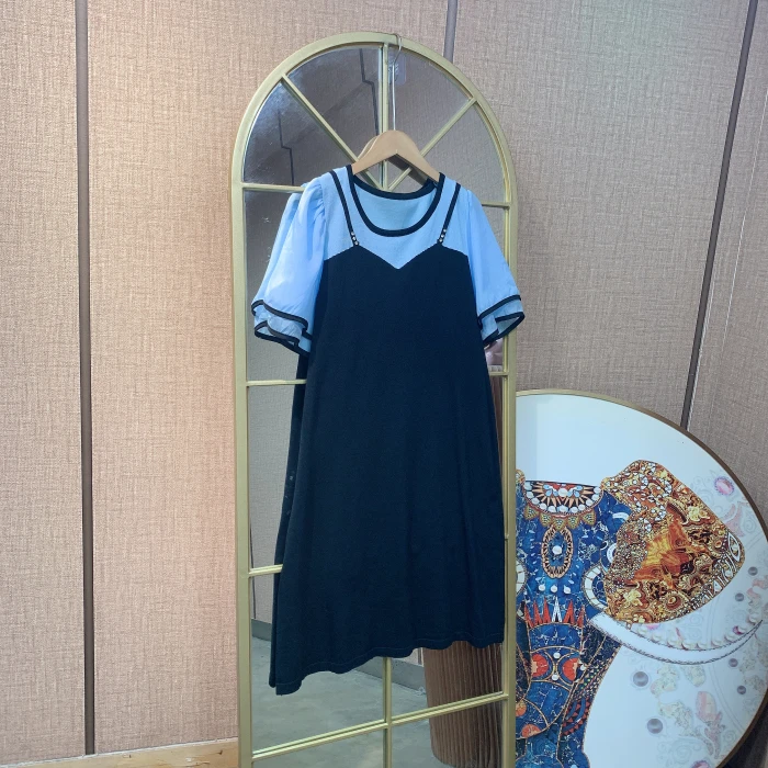 BM250孕妇蓝色针织裙90-130