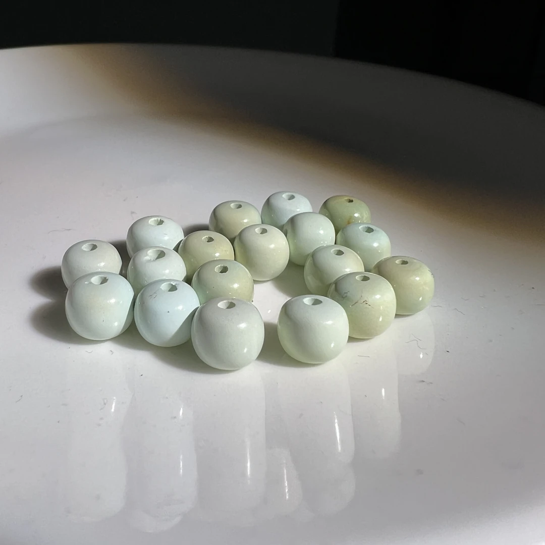 天然绿松石老型珠裸珠(单粒)多样性发一（黄绿色调）