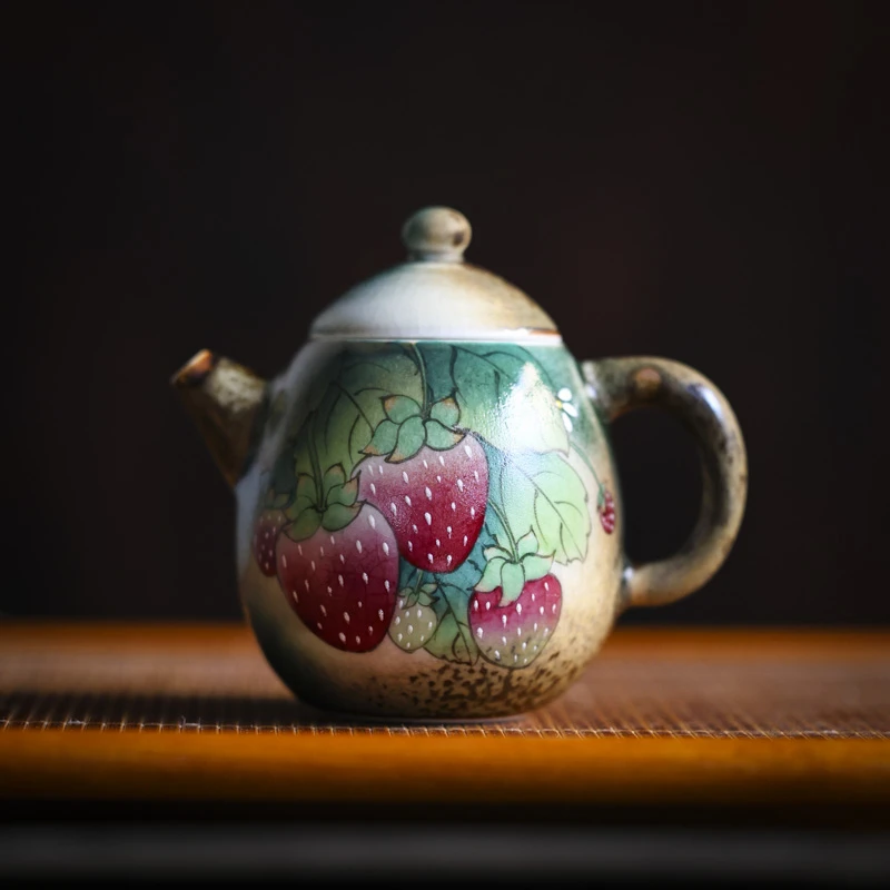 【陶珊居】草莓-蕉白轩-龙蛋壶-110ml（蕉白S0621）