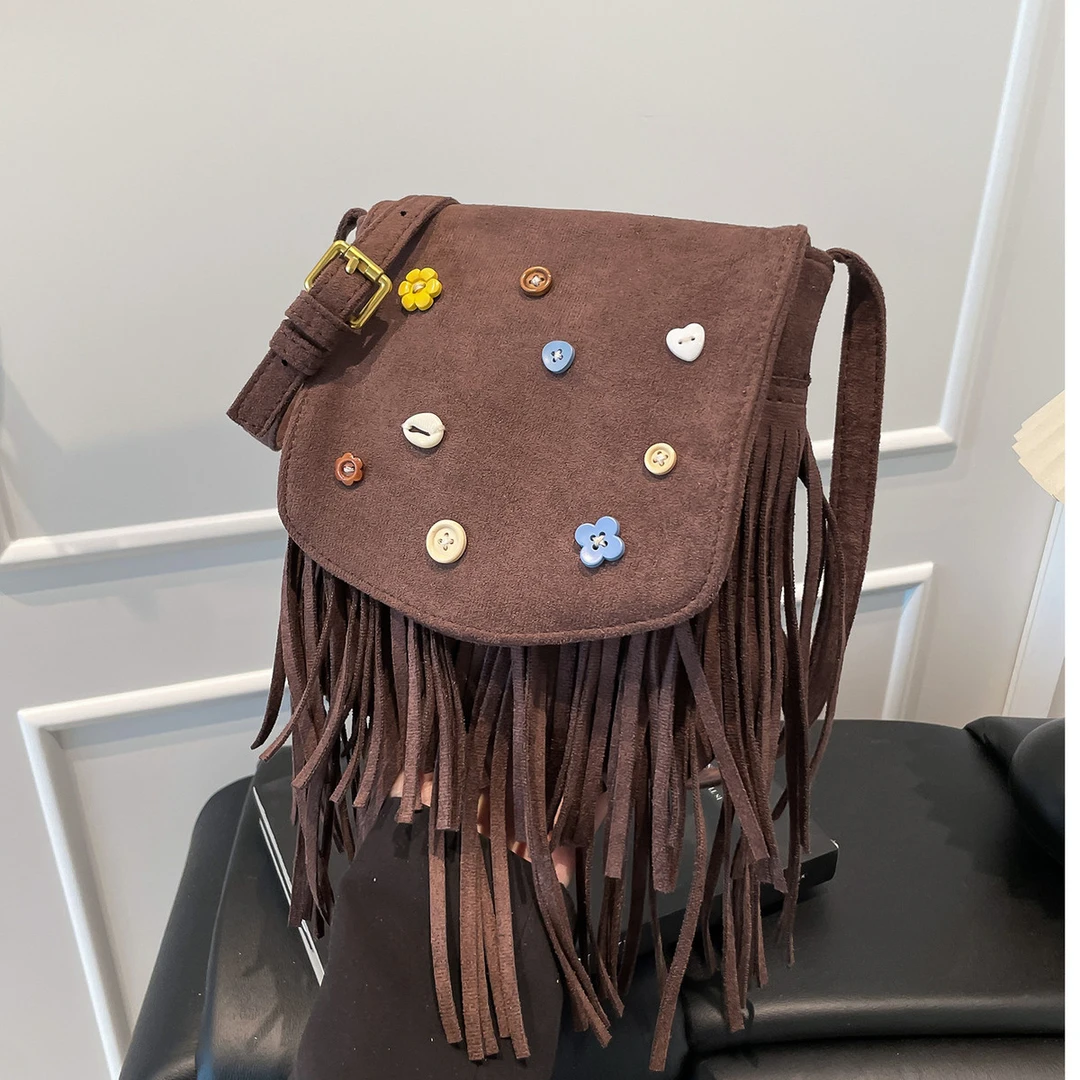 【奥莱断码】小众流苏复古包包女式2025新款时尚百搭单肩包高级质