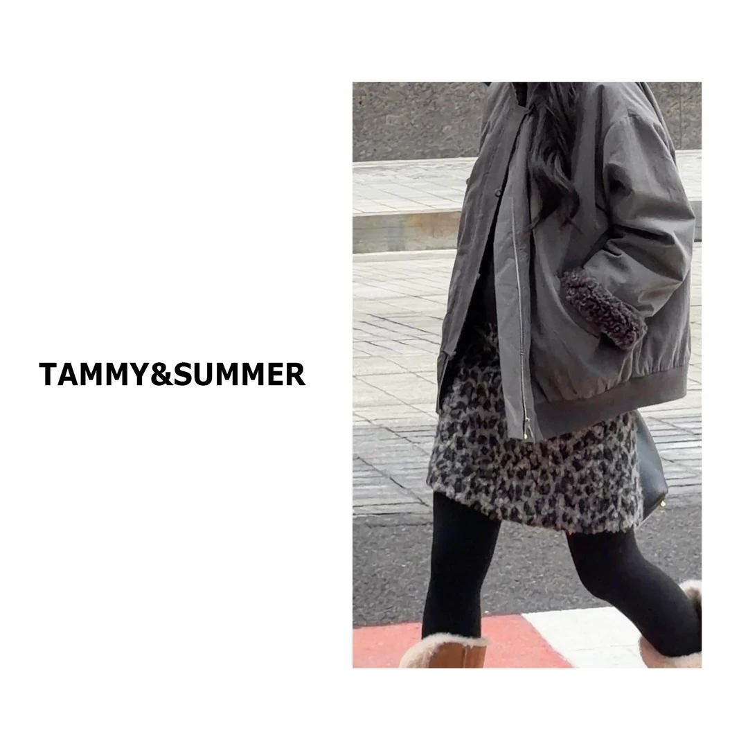 【Tammy&Summer】复古气质百搭高腰显瘦半身裙毛绒豹纹五分裙165873