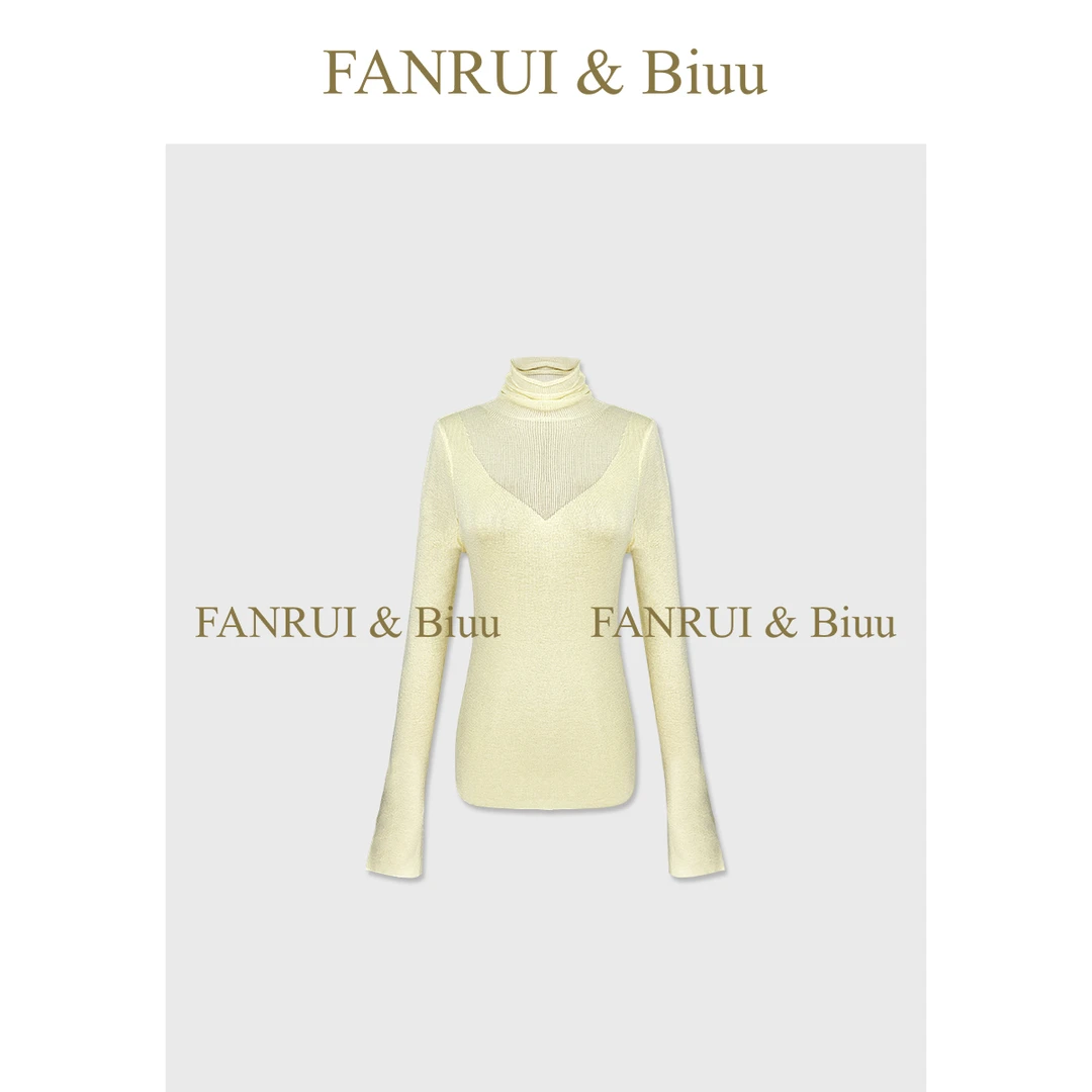 FANRUI/泛芮「贝贝biuu」山羊绒+棉羊毛高领显瘦打底上衣女B18422