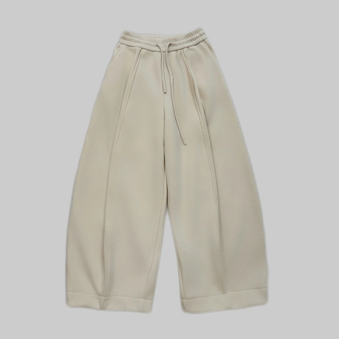 冬季新款加绒加厚 松紧腰修身显瘦时尚宽松长裤 9313