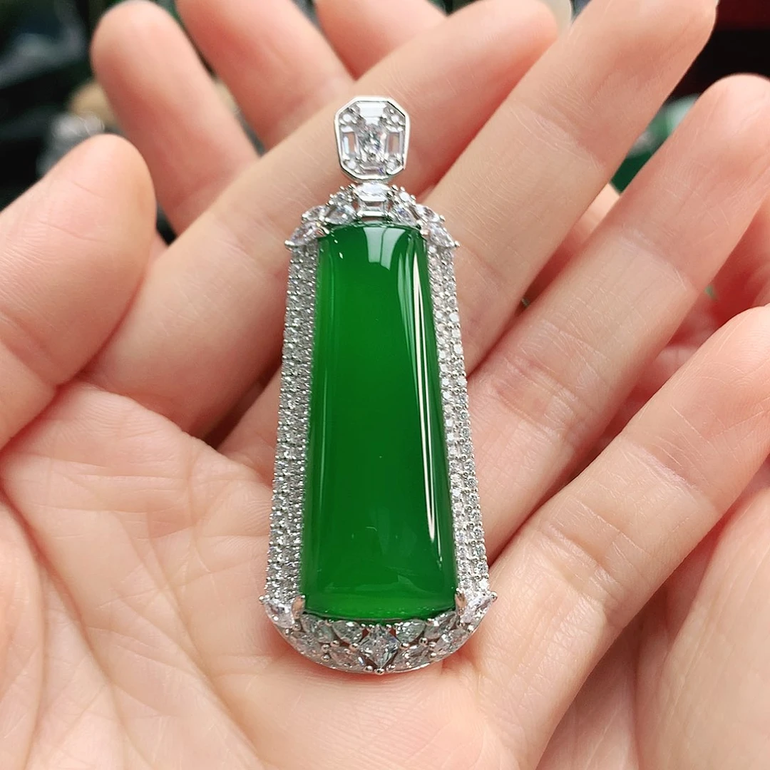 玛瑙/玉髓吊坠银S925镶嵌