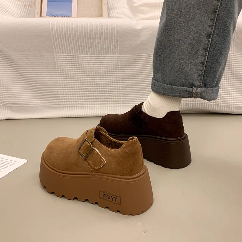 厚底增高勃肯鞋女2025新款小个子大头丑萌百搭乐福鞋单鞋