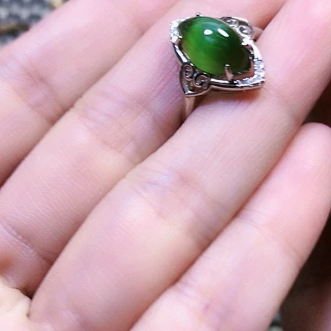 煜***珠和田玉银S925镶嵌戒指