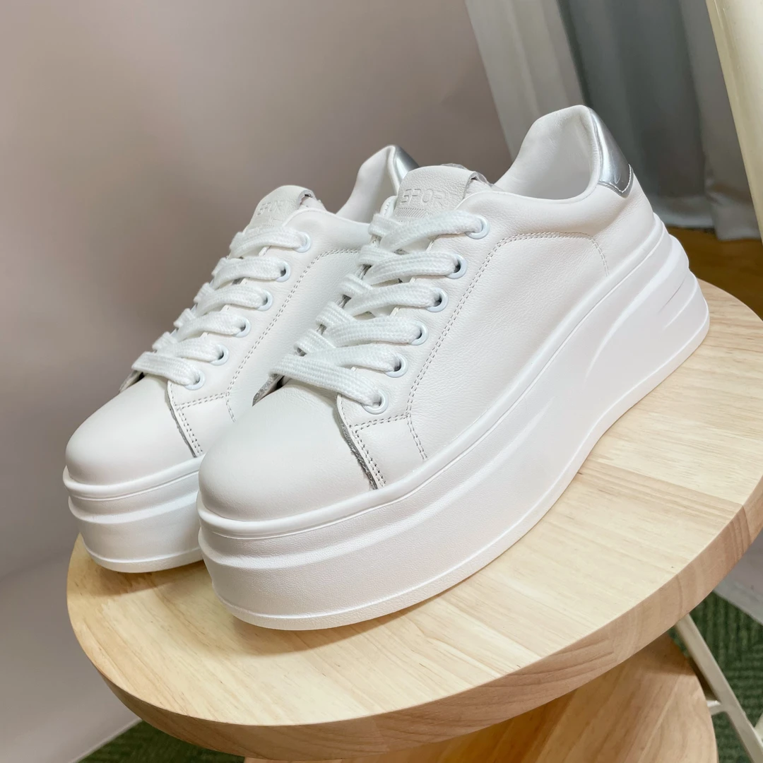 【明星同款】设计感女鞋真皮休闲鞋厚底增高小白鞋韩版百搭运动鞋