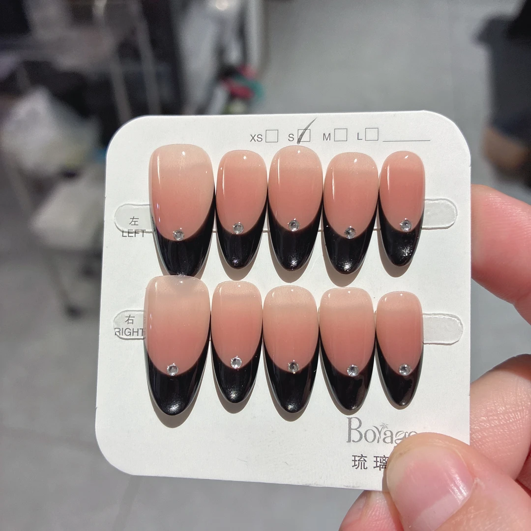 暗夜精灵 琉璃苣 纯手工法式腮红猫眼穿戴美甲贴片
