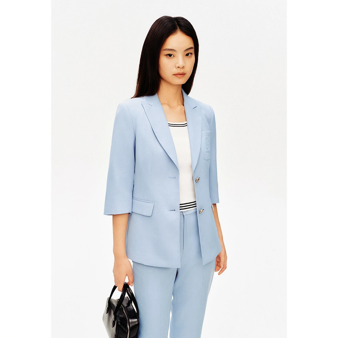 诗篇气质时尚女士显瘦百搭设计款简约通勤休闲短外套6C64210050