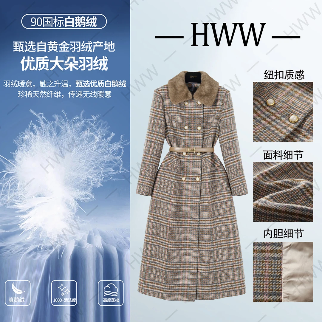 绵羊毛鹅绒服（袖子已加绒）英伦气质显瘦鹅绒服DHZHJ407951