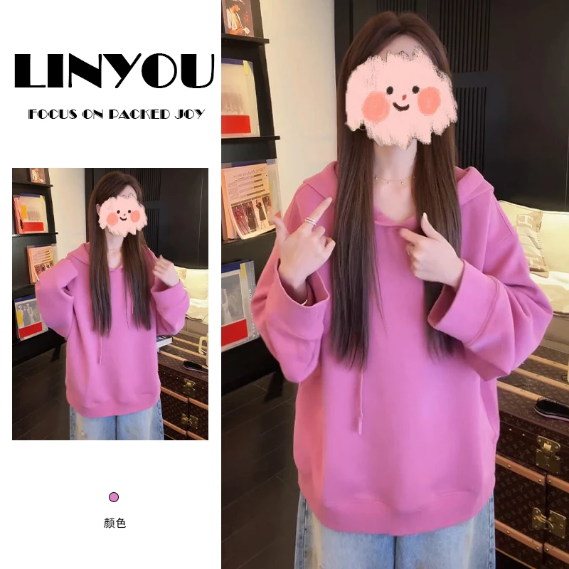 简约休闲连帽卫衣女秋季小个子爆款洋气韩版宽松大码慵懒风上衣服