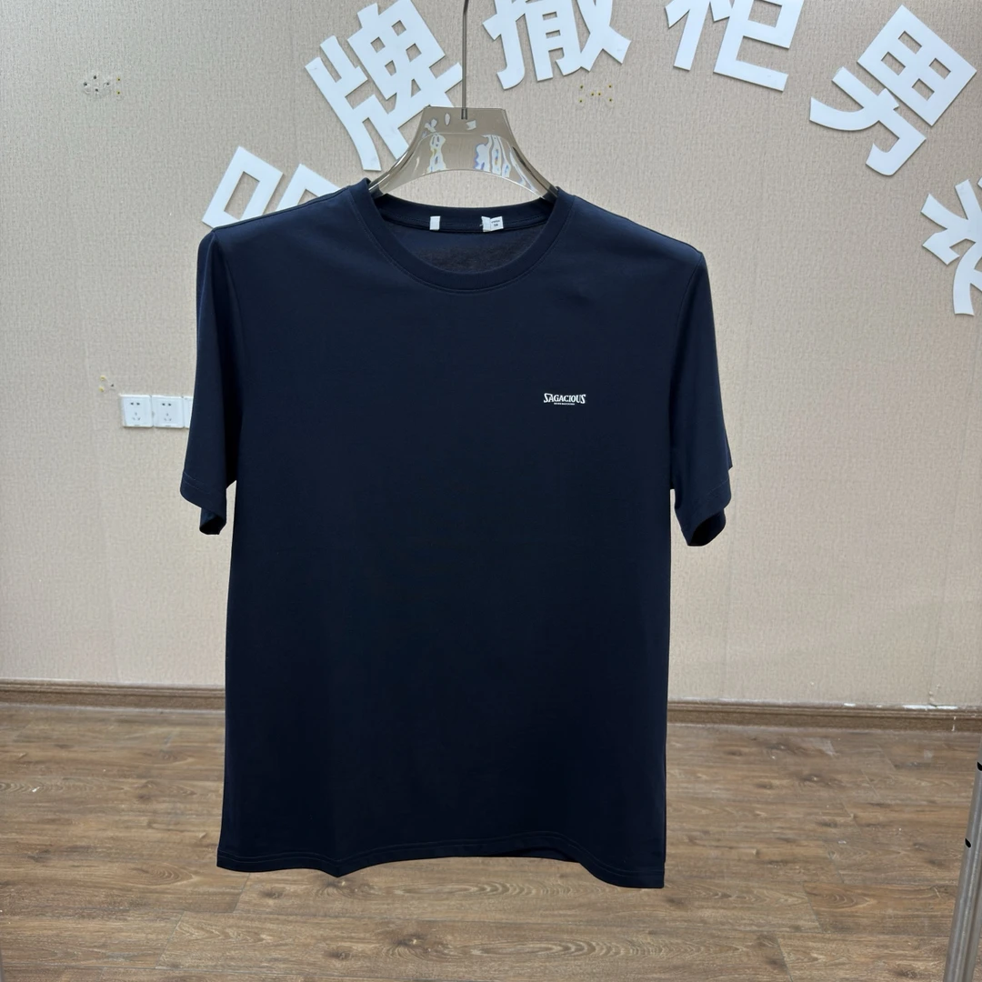 D838夏季时尚简约一款两色休闲冰爽棉纯色宽松版圆领短袖T恤男