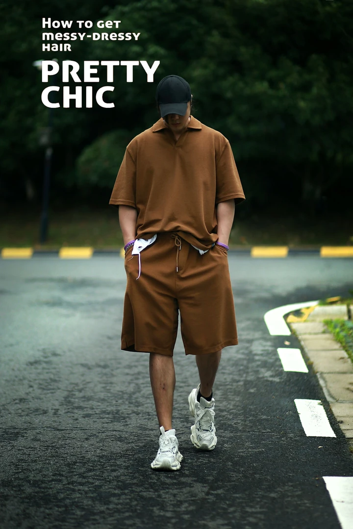 夏季潮流简约垂感宽松时尚套装