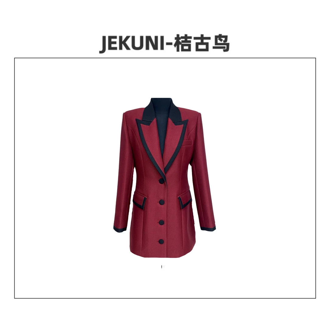 JEKUNI/桔古鸟【红色血脉】红色西装手工气质高定轻奢时尚西装