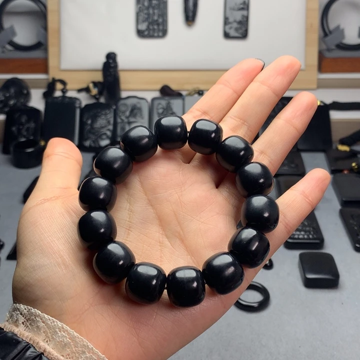 和田玉（墨玉）未镶嵌手串特价16mm