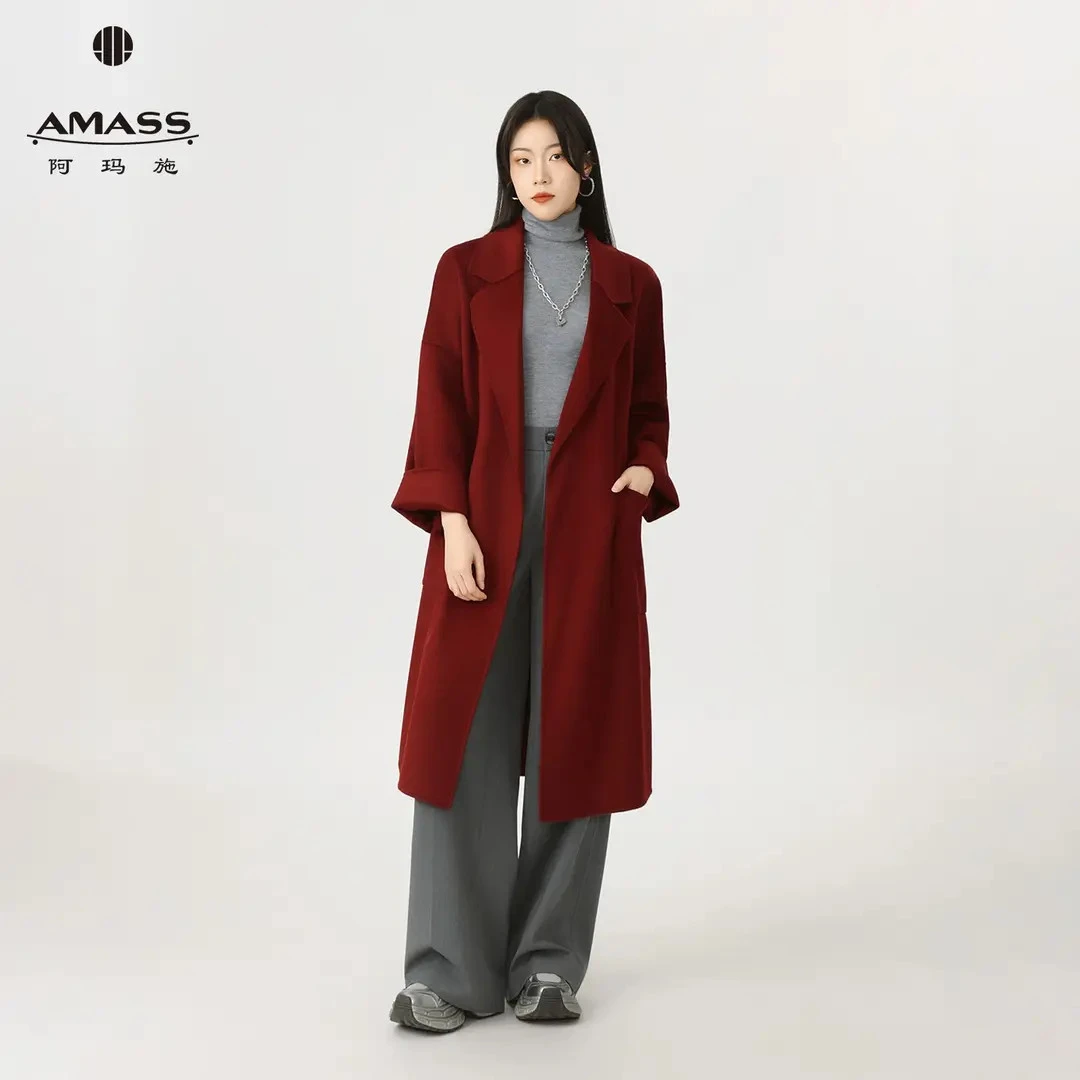 AMASS/阿玛施时尚气质简洁大气廓形大口袋双面呢大衣5400952