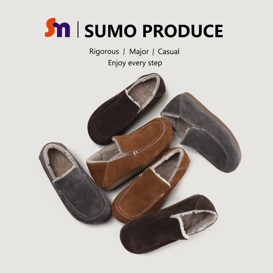 素陌冬季羊皮毛一体乐福鞋一脚蹬保暖豆豆鞋勃肯包子鞋百搭11069