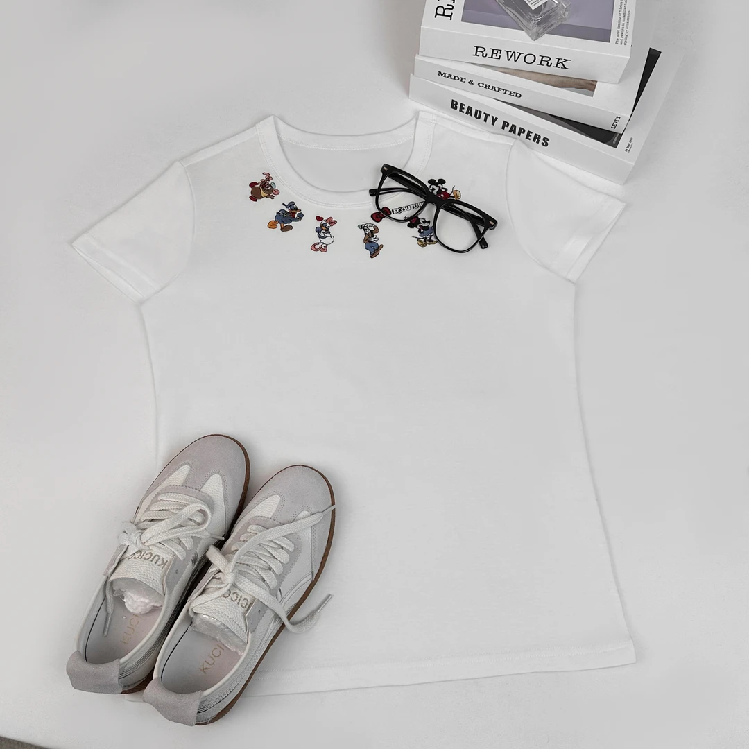 韩版卡通刺绣印花设计百搭通勤休闲短袖T恤-ZMADT5171