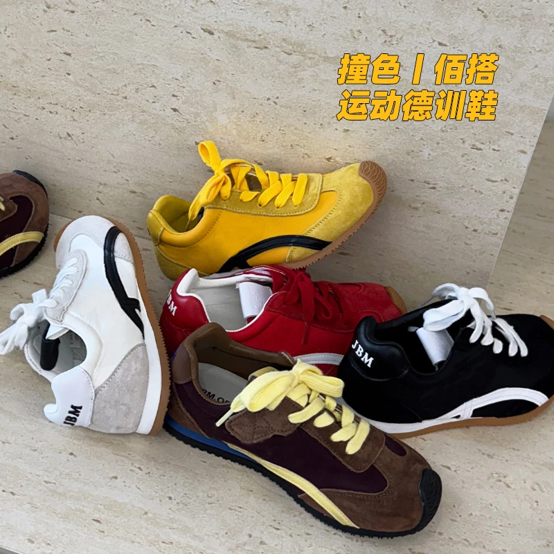 5色德训鞋时尚百搭复古厚底ins韩版撞色系带运动鞋 5042536O5