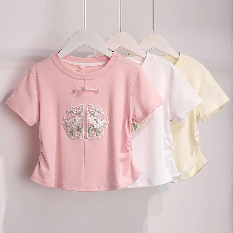 女童新中式短袖夏季新款洋气时尚中大童中国风女童洋气套装夏季