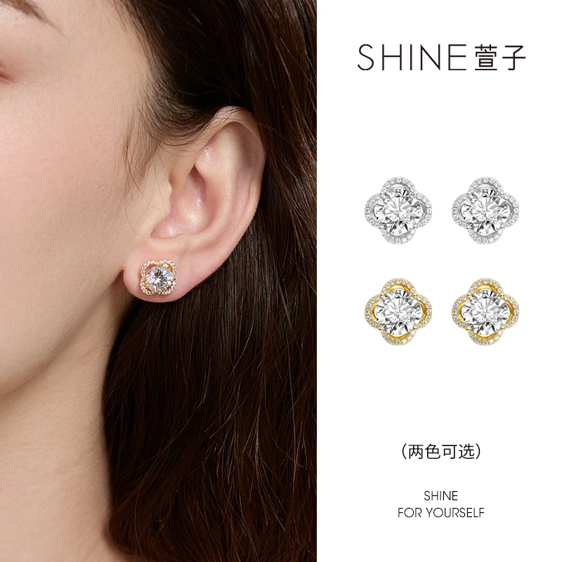 SHINE都市精致气质耳环时尚小众简约两色设计感