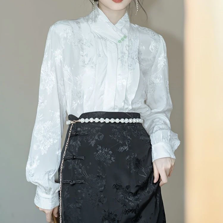 2093马面裙日常通勤新中式女装长袖复古风春季连衣裙女