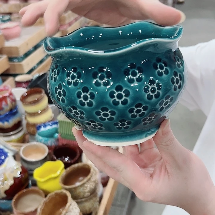 有孔.凑单10元陶瓷花盆发货！