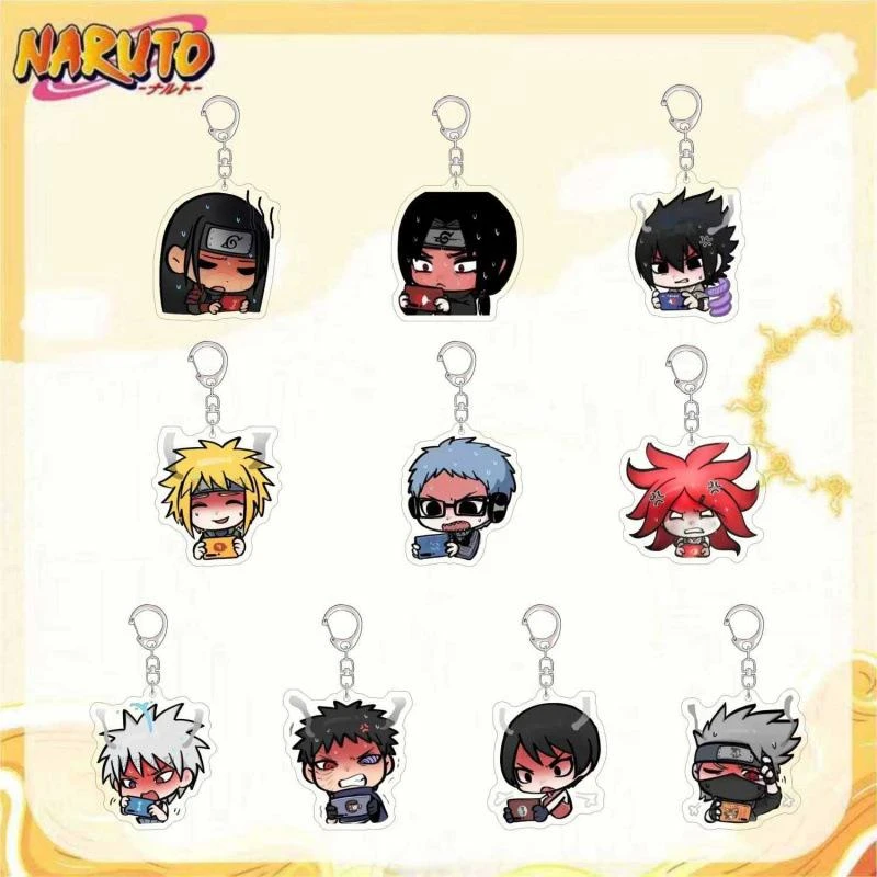 新款火影忍者手游周边钥匙扣Q版佐助水门带土红温头像书包挂件