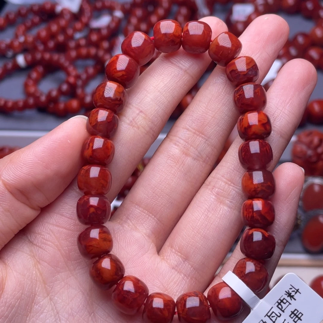 南红玛瑙未镶嵌其他9mm精品瓦西牛血红妖火焰老型手串