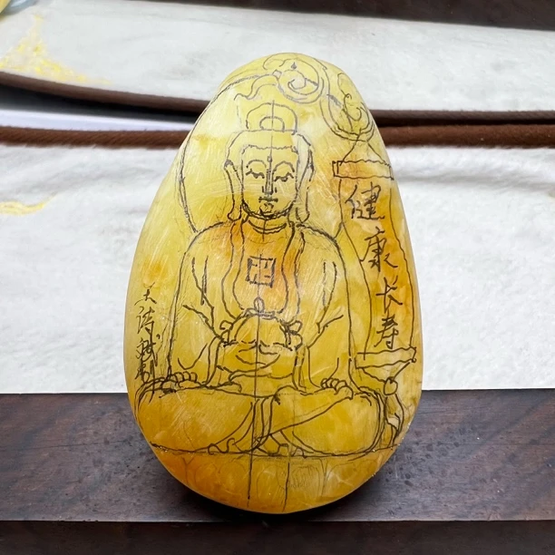 03定制款药师佛琥珀蜜蜡吊坠挂件