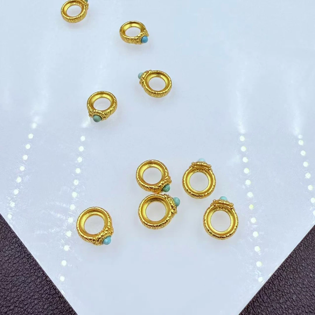 925银银制品 「戴琴珠宝」FR6008-银金色跑环配饰（多样性发其一）