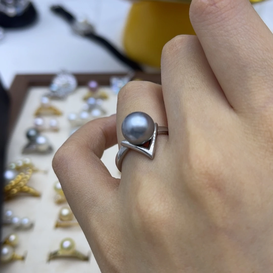 海水珍珠银S925镶嵌戒圈