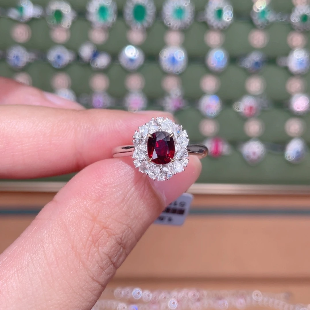 红宝石戒指银S925镶嵌1.04ct 无烧鸽血