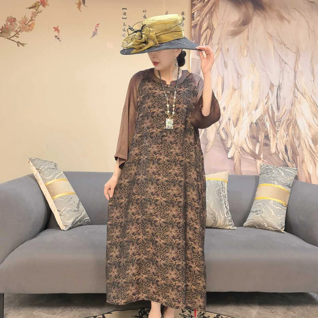 75056时尚复古优雅春季上新洋气名媛气质休闲百搭连衣裙