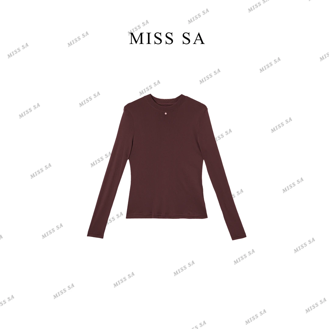 MISS SA 早秋新款气质法式高级感百搭修身网纱打底衫25089233