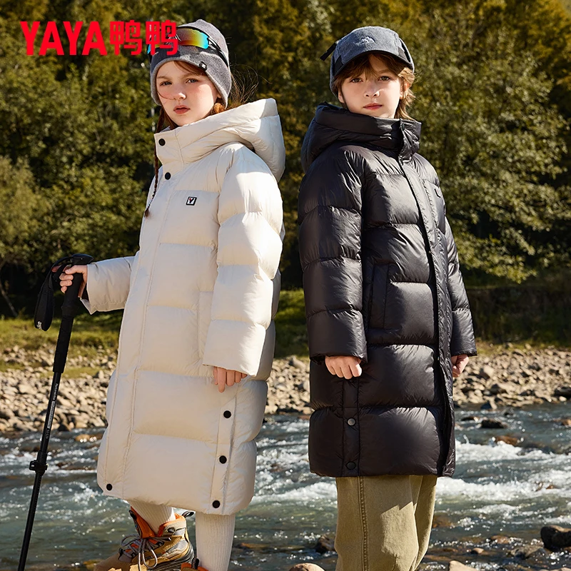 YAYA/鸭鸭儿童羽绒服男女同款冬2025新款童装中长款加厚保暖外套