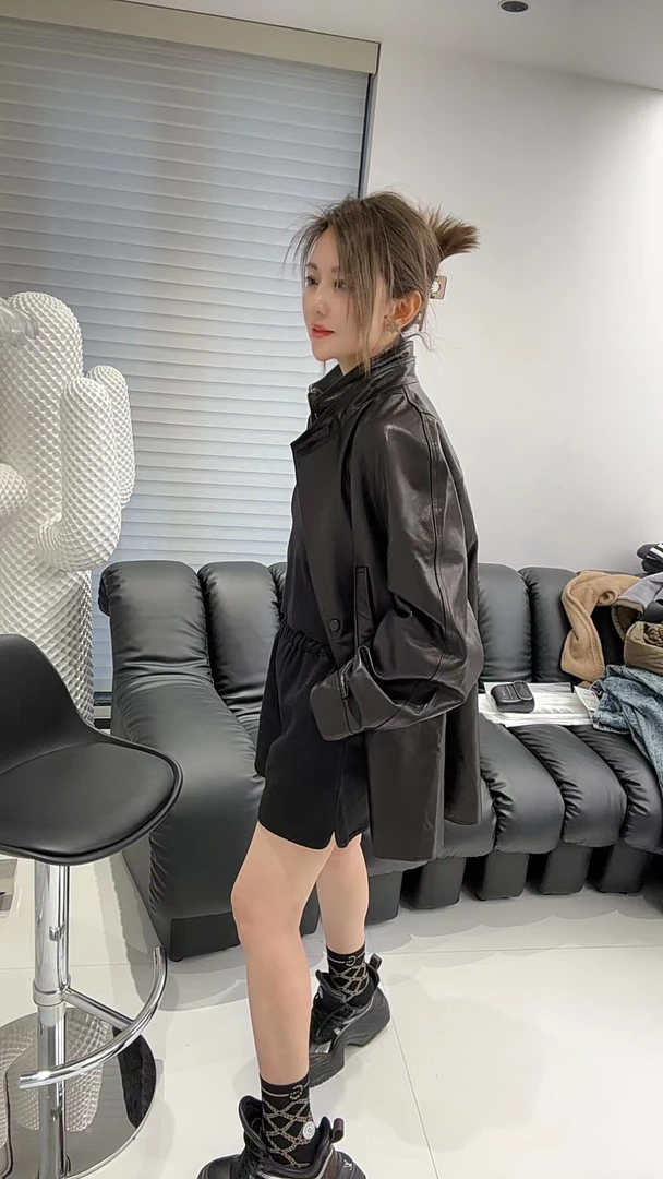 早春新品双领皮衣