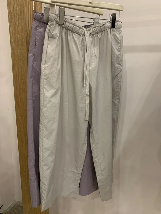 韩系纯色松紧腰抽绳微弹舒适百搭休闲宽松直筒裤