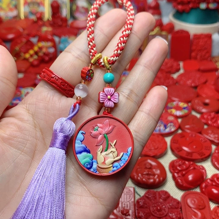 天然辰砂工艺品朱砂包包挂